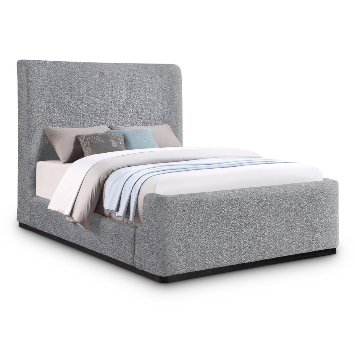 Oliver Grey Boucle Fabric Upholstered Bed