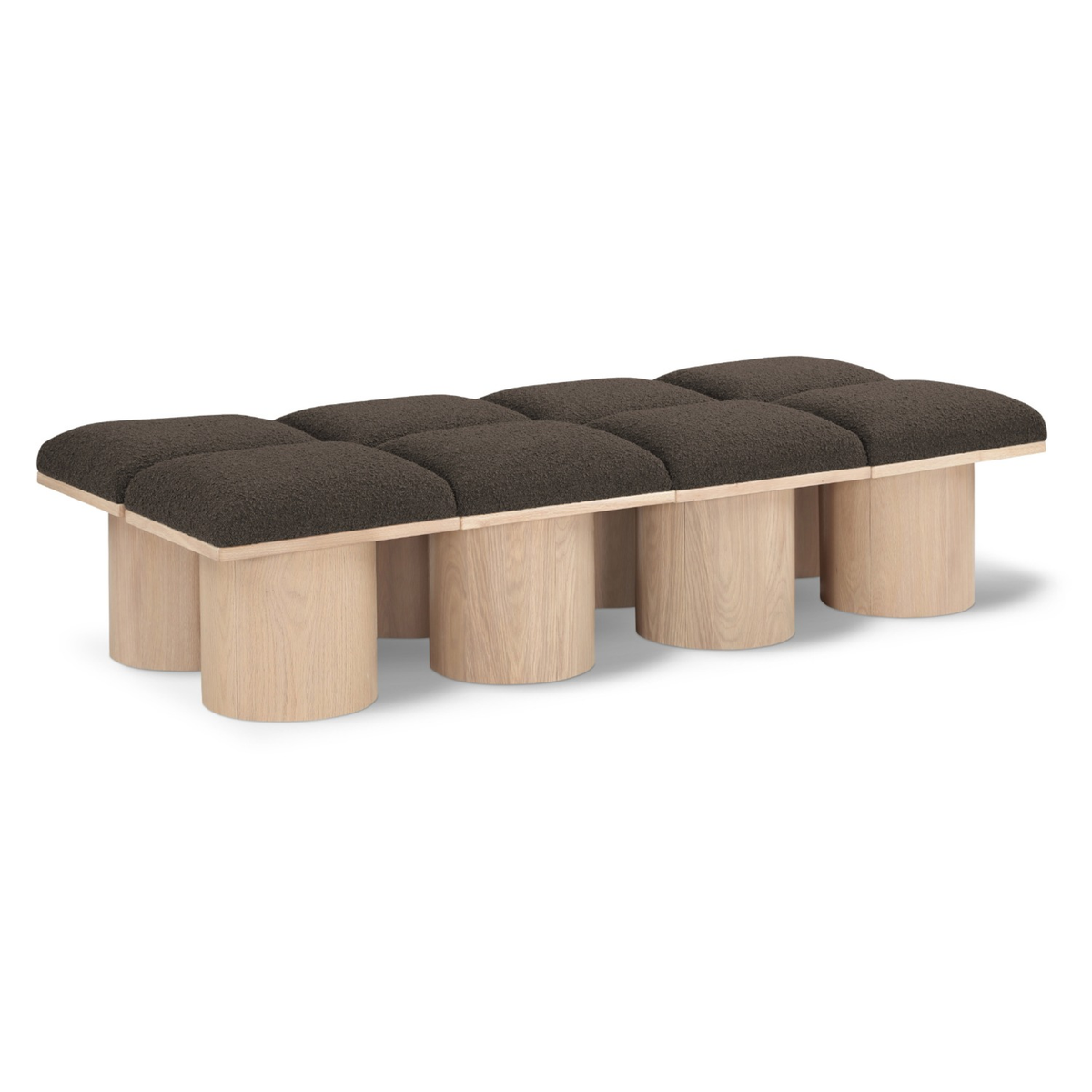 Pavilion Brown Boucle Fabric Upholstered 6 Piece Modular Bench