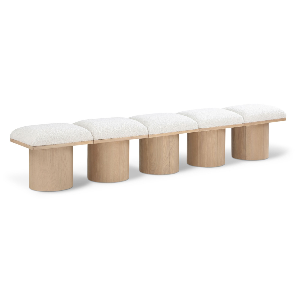 Pavilion Cream Boucle Fabric Upholstered 5 Piece Modular Bench