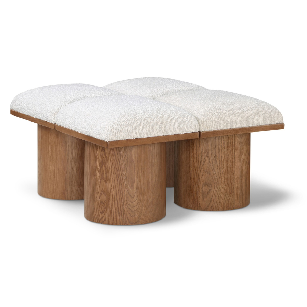 Pavilion Cream Boucle Fabric Upholstered 4 Piece Modular Bench