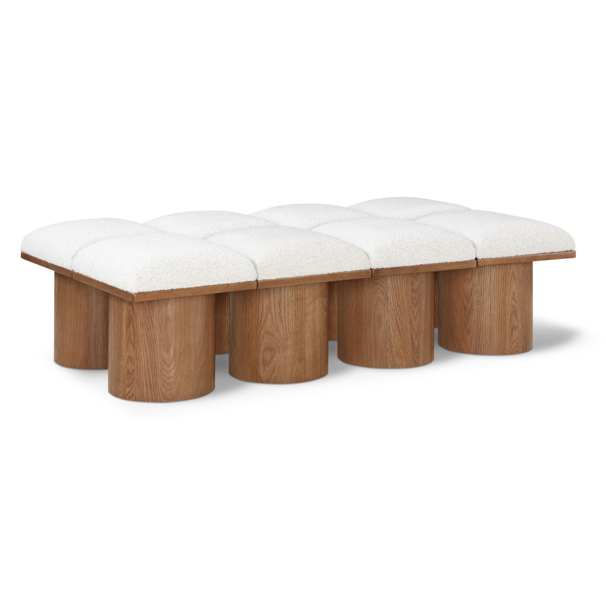 Pavilion Cream Boucle Fabric Upholstered 8 Piece Modular Bench