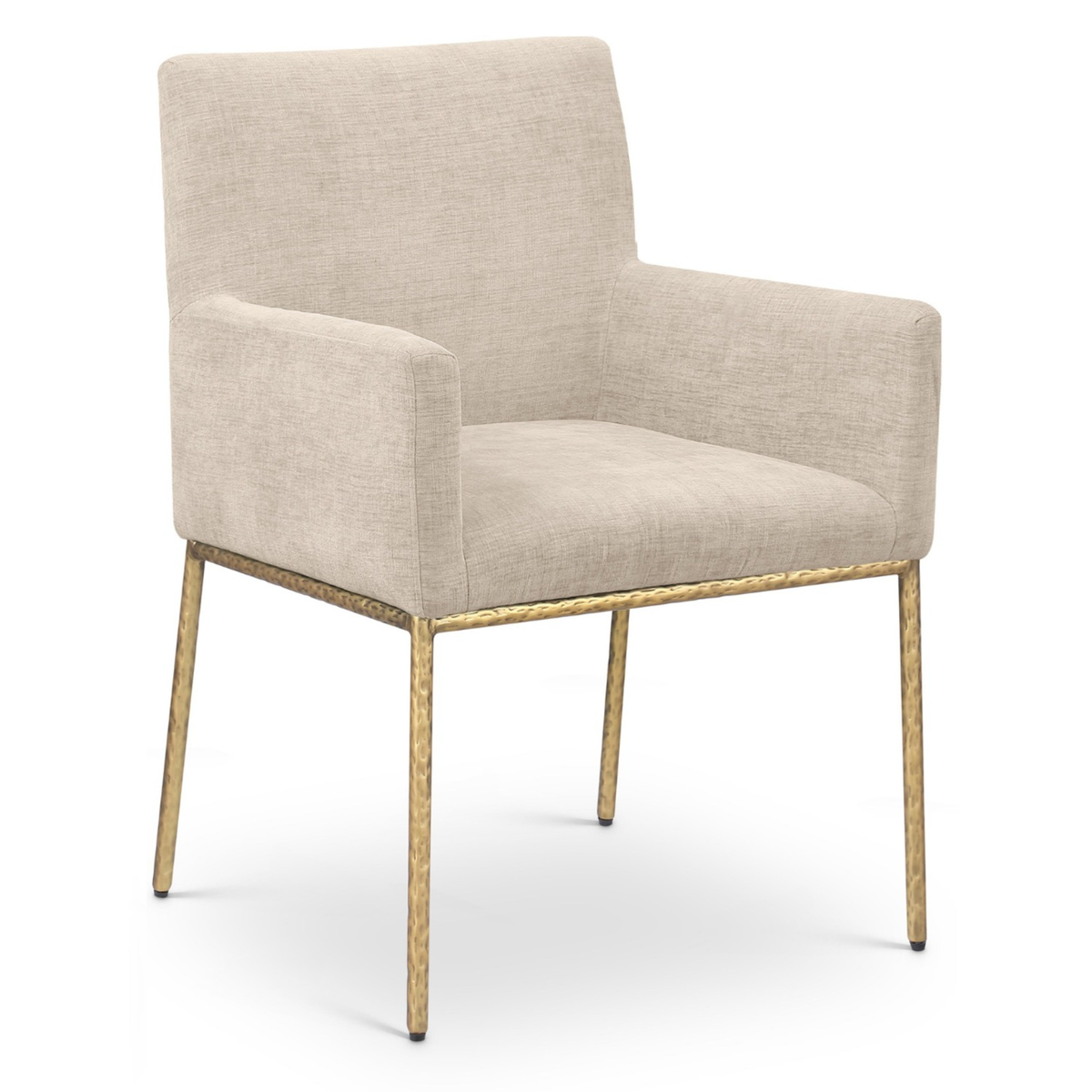 Reeves Beige Chenille Fabric Upholstered Dining Arm Chair, Set of 2, primary product view