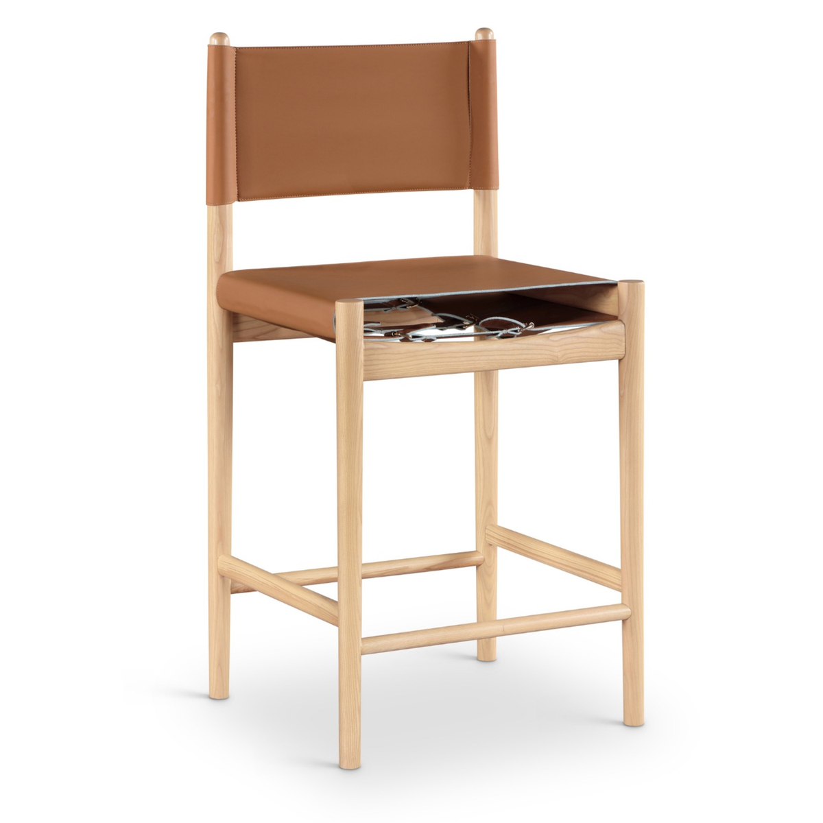 Rawlins Cognac Vegan Leather Upholstered Counter Stool Set of 2