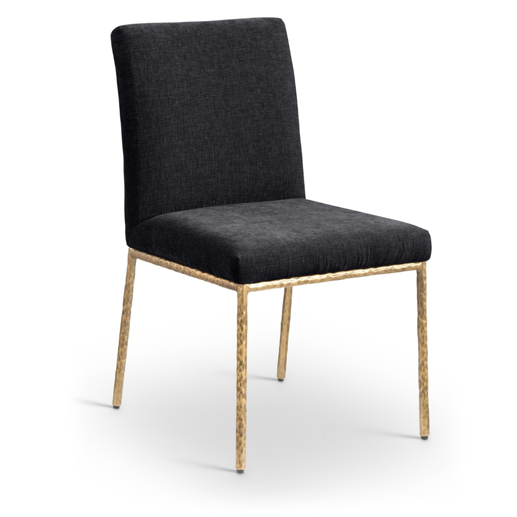 Reeves Black Chenille Fabric Upholstered Dining Side Chair, Set of 2 ...