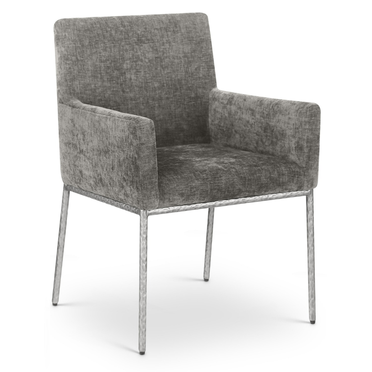 Reeves Grey Chenille Fabric Upholstered Dining Arm Chair Set of 2