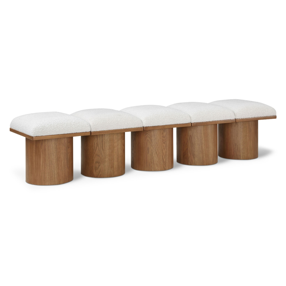 Pavilion Cream Boucle Fabric Upholstered 5 Piece Modular Bench