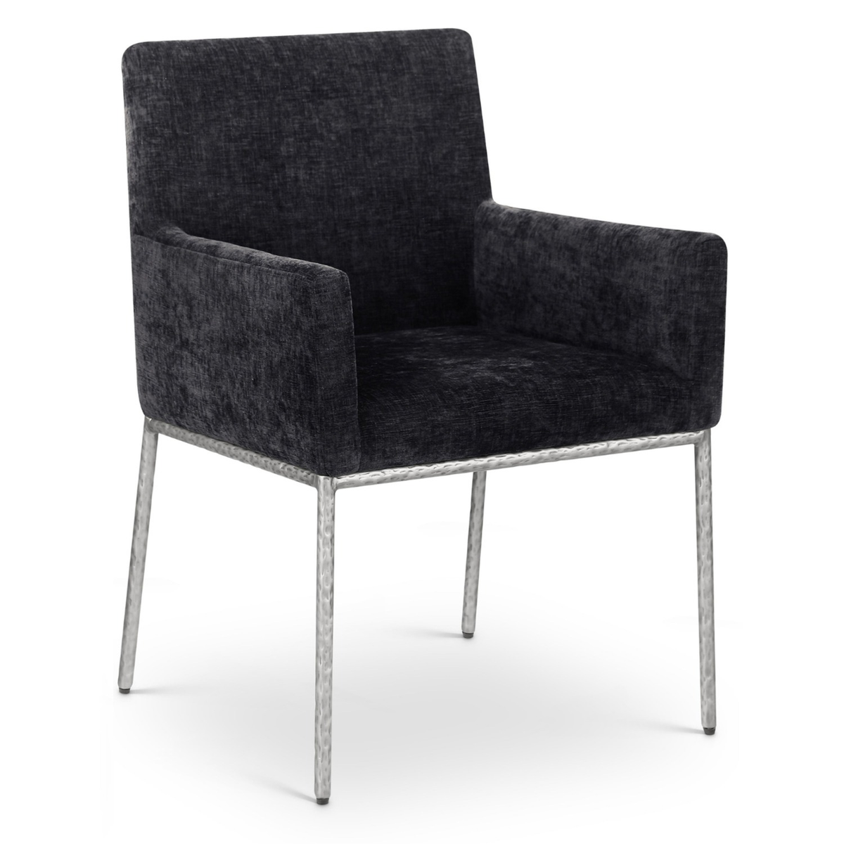 Reeves Black Chenille Fabric Upholstered Dining Arm Chair, Set of 2, primary product view
