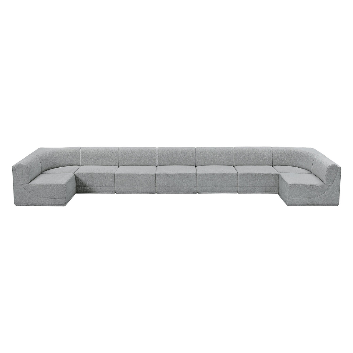 Ollie 218in Grey Boucle Fabric Upholstered 9 Piece Modular Sectional Sofa