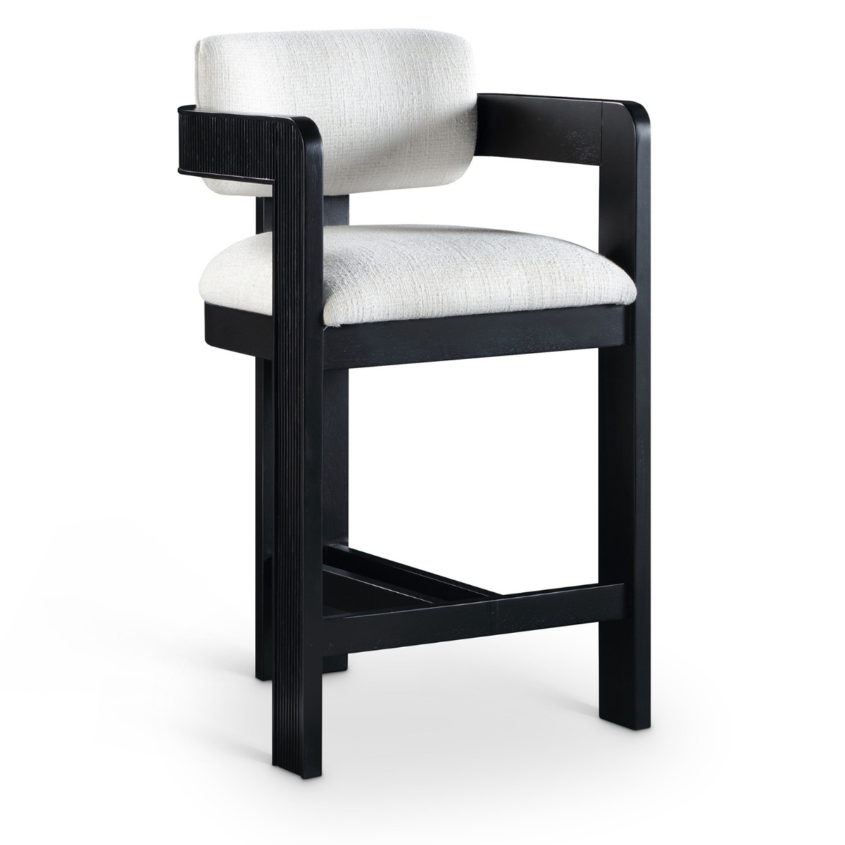 Sacha Cream Linen Textured Fabric Upholstered Counter Stool Set of 2