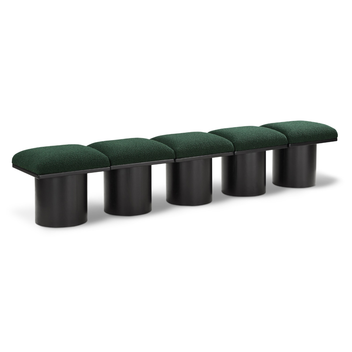 Pavilion Green Boucle Fabric Upholstered 5 Piece Modular Bench