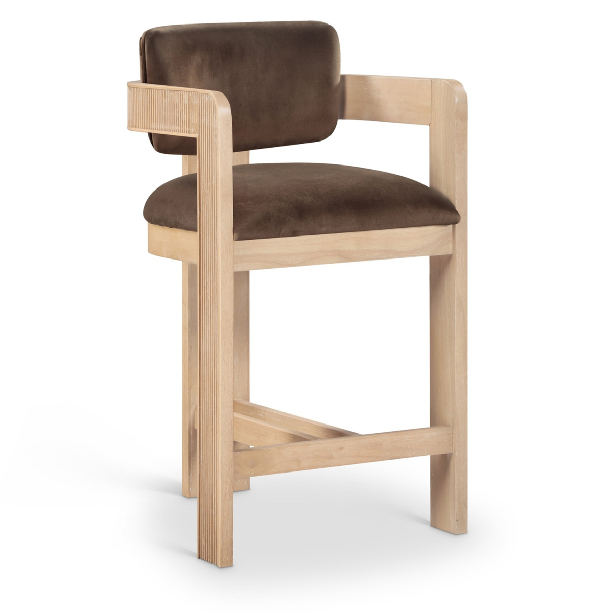 Sacha Brown Velvet Upholstered Counter Stool Set of 2