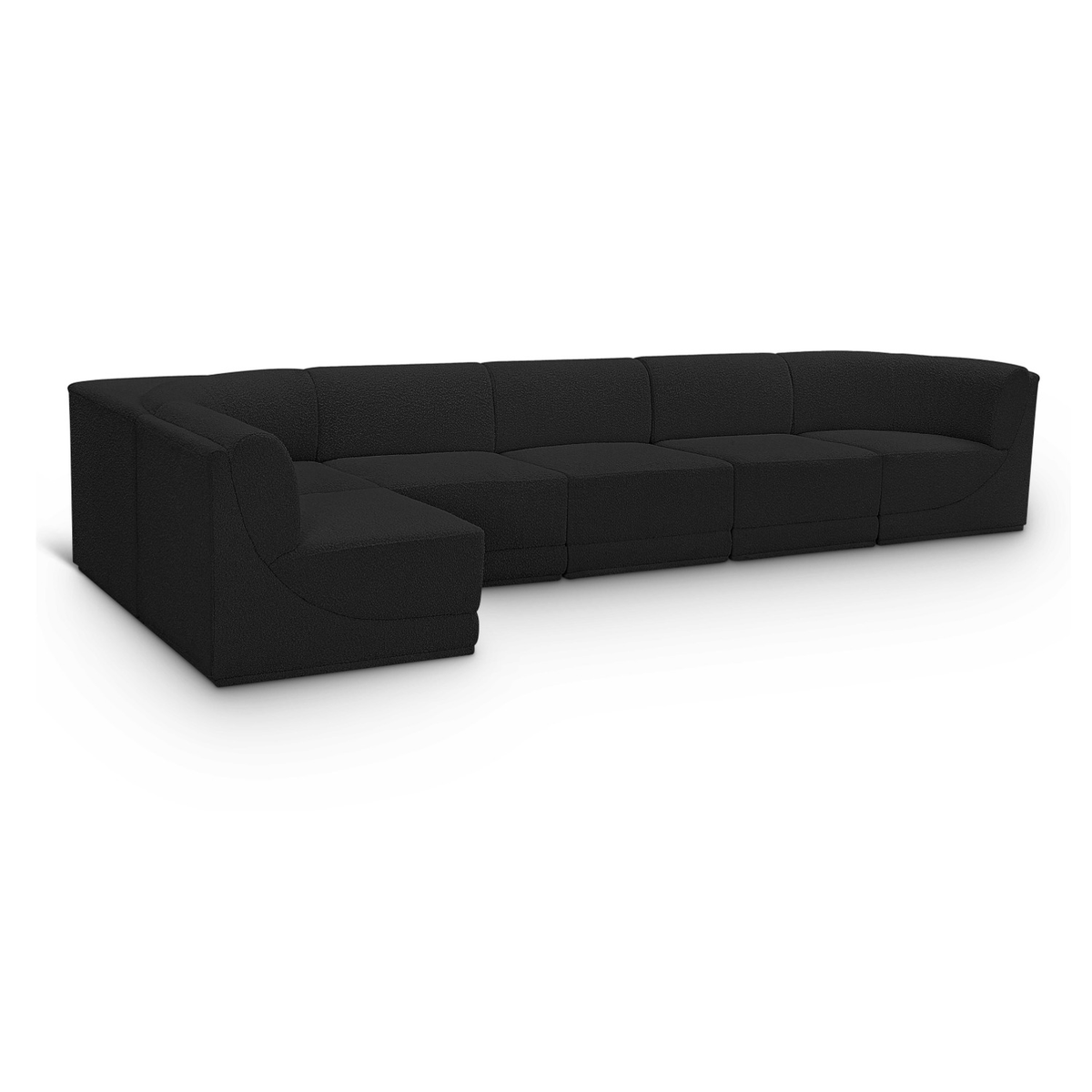 Ollie 158" Black Boucle Fabric Upholstered 6pc. Modular Sectional, primary product view