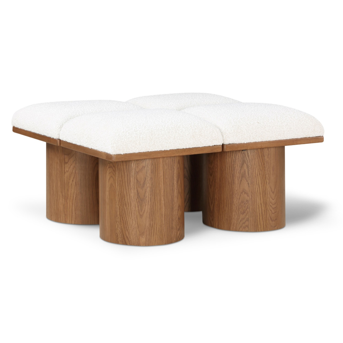 Pavilion Cream Boucle Fabric Upholstered 4 Piece Modular Bench