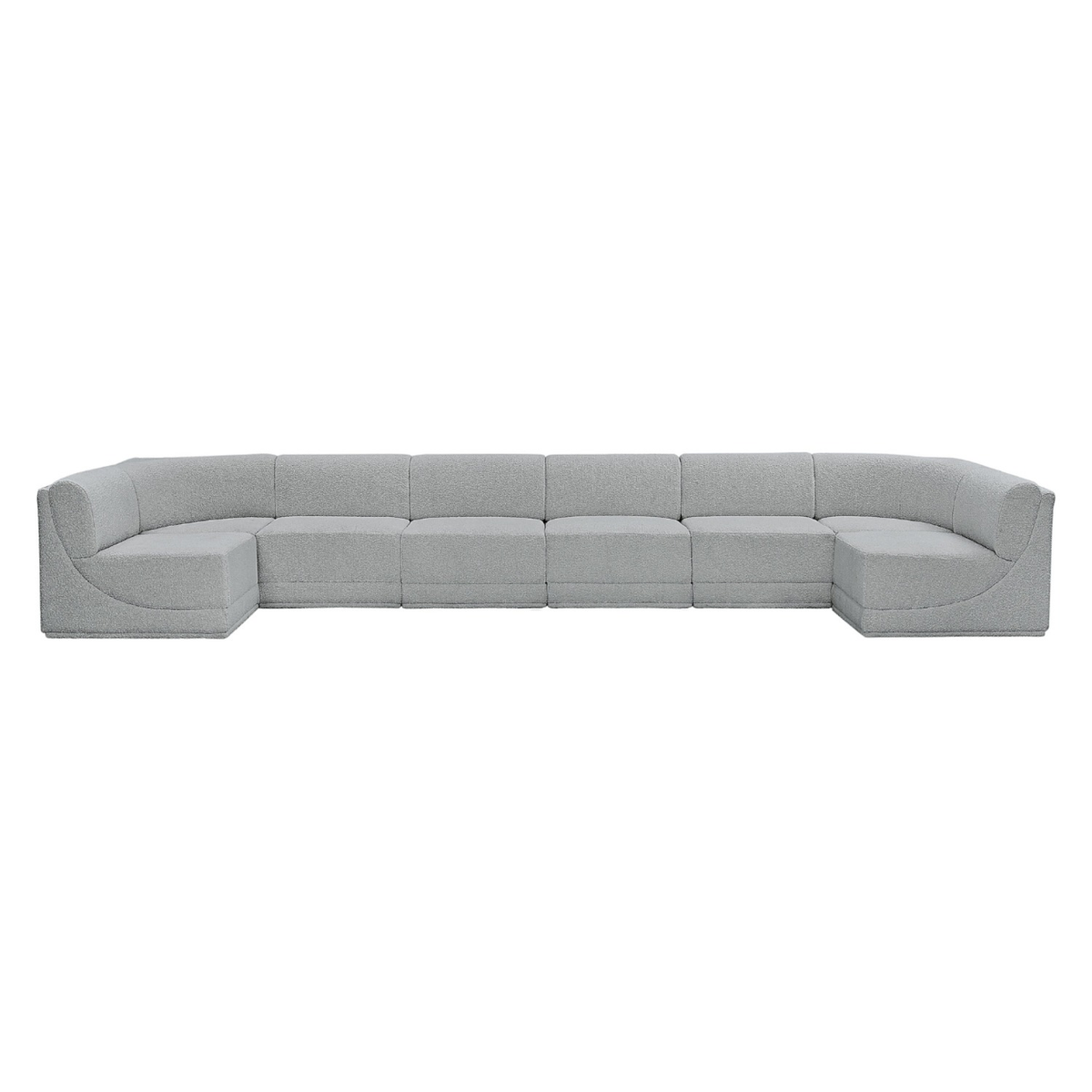 Ollie 188in Grey Boucle Fabric Upholstered 8 Piece Modular Sectional Sofa