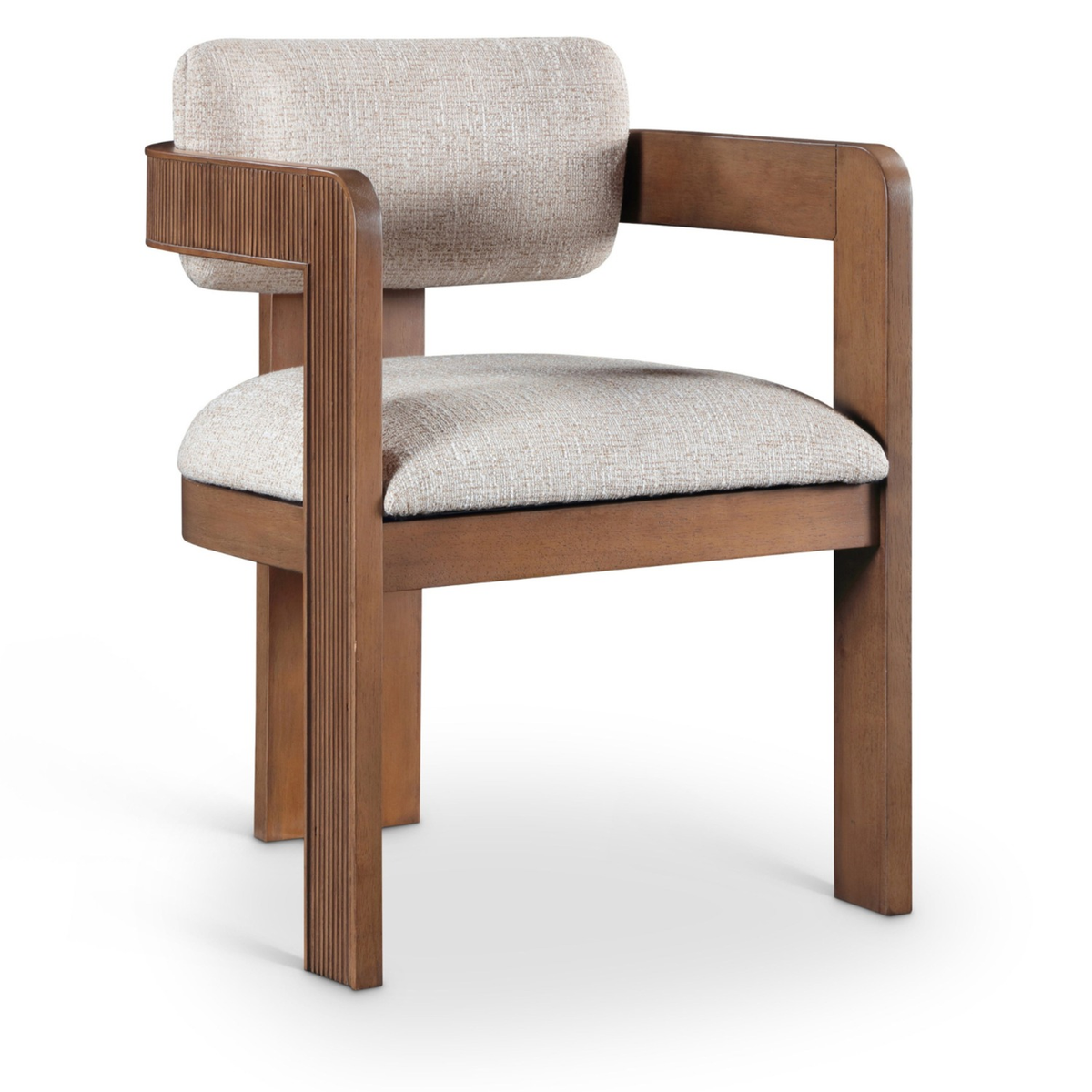 Sacha Beige Linen Textured Fabric Upholstered Dining Chair, Set of 2, primary product view