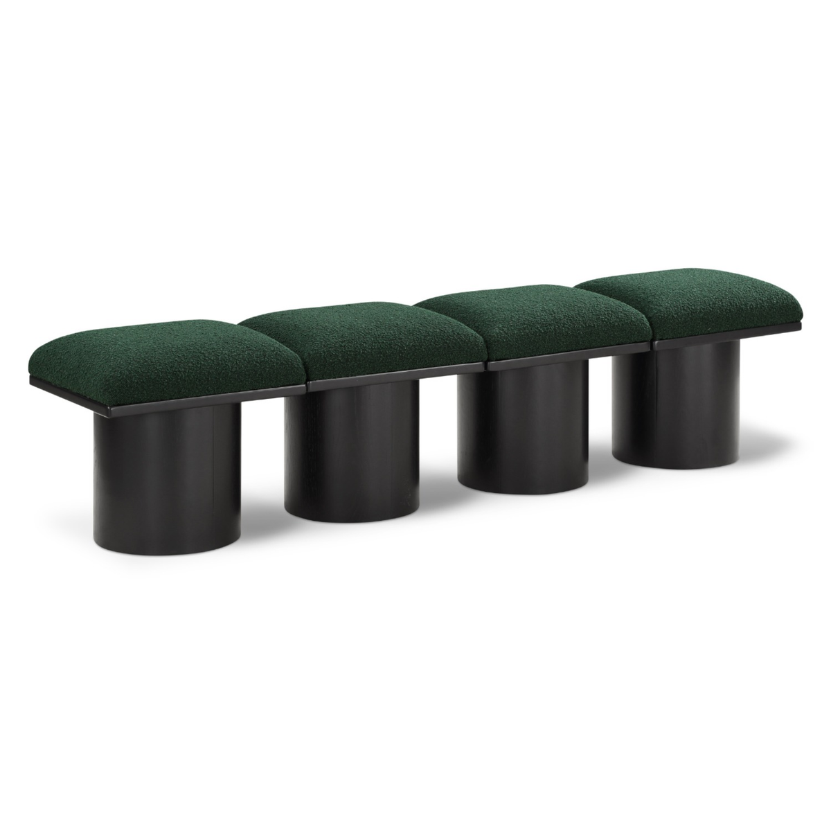 Pavilion Green Boucle Fabric Upholstered 4 Piece Modular Bench