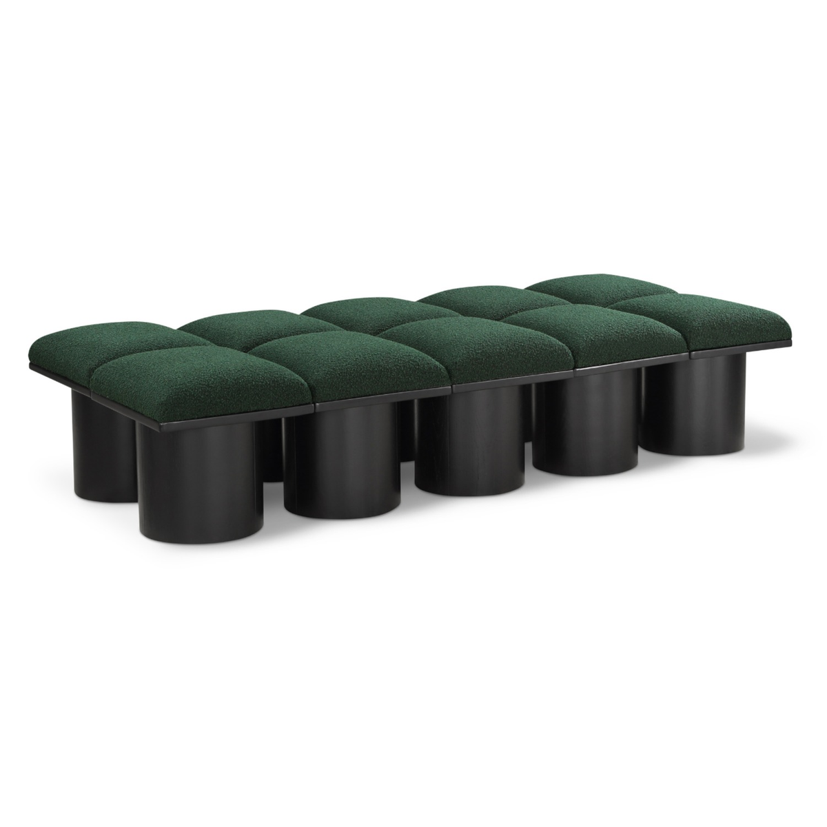 Pavilion Green Boucle Fabric Upholstered 10 Piece Modular Bench