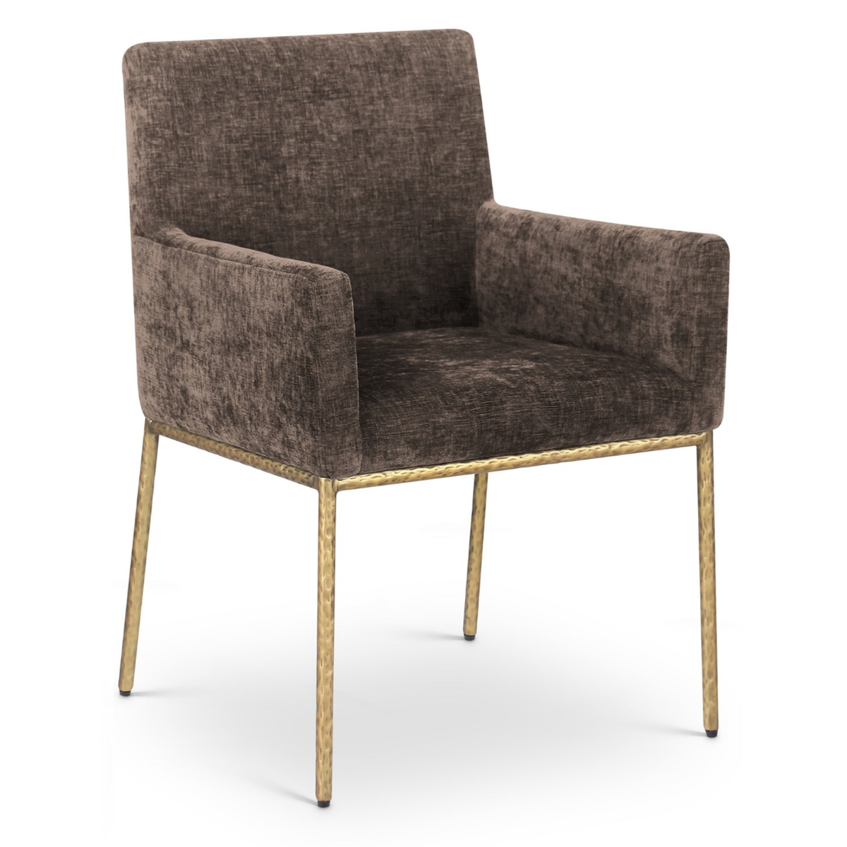 Reeves Brown Chenille Fabric Upholstered Dining Arm Chair, Set of 2, primary product view