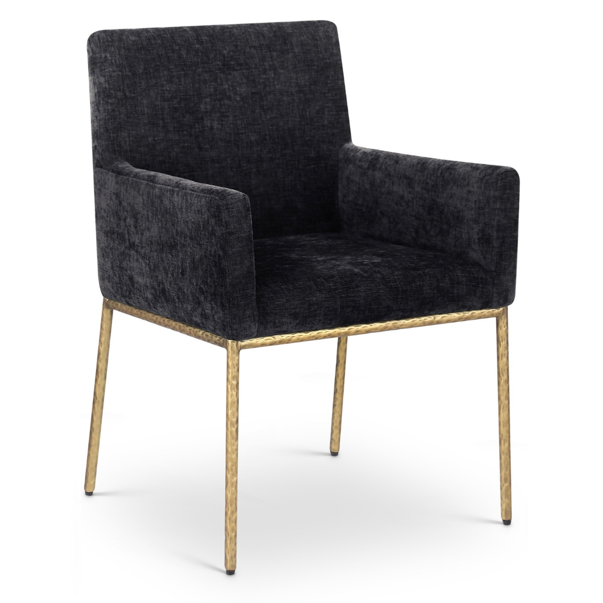 Reeves Black Chenille Fabric Upholstered Dining Arm Chair, Set of 2, primary product view