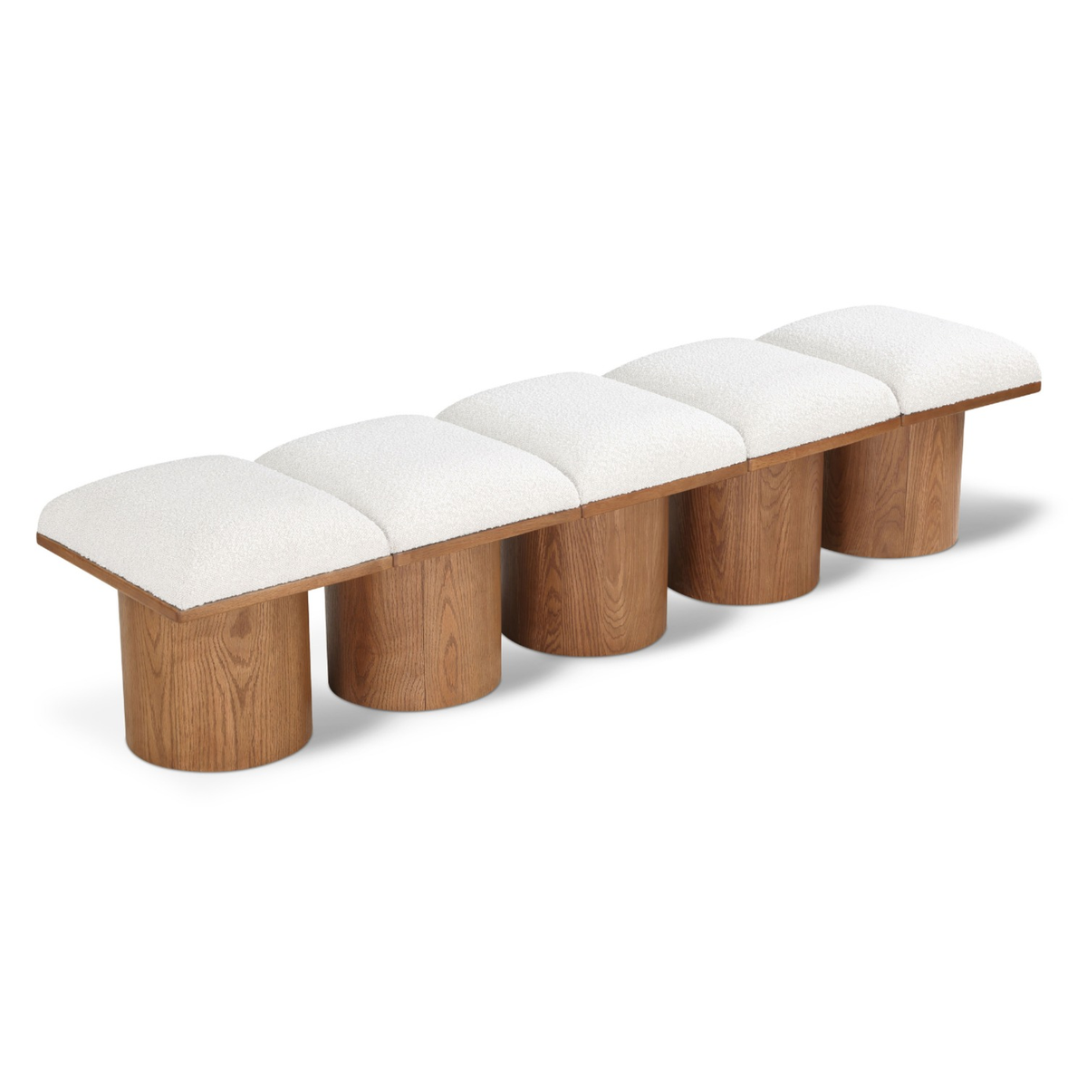 Pavilion Cream Boucle Fabric Upholstered 5 Piece Modular Bench