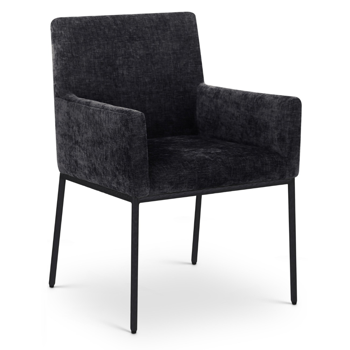 Reeves Black Chenille Fabric Upholstered Dining Arm Chair, Set of 2, primary product view