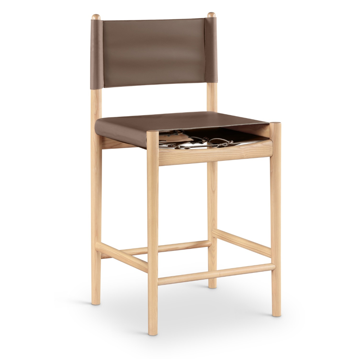 Rawlins Brown Vegan Leather Upholstered Counter Stool Set of 2