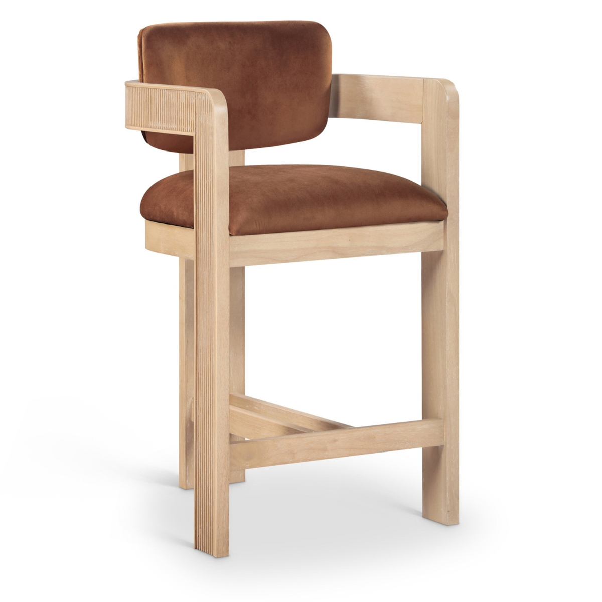 Sacha Cognac Velvet Upholstered Counter Stool Set of 2