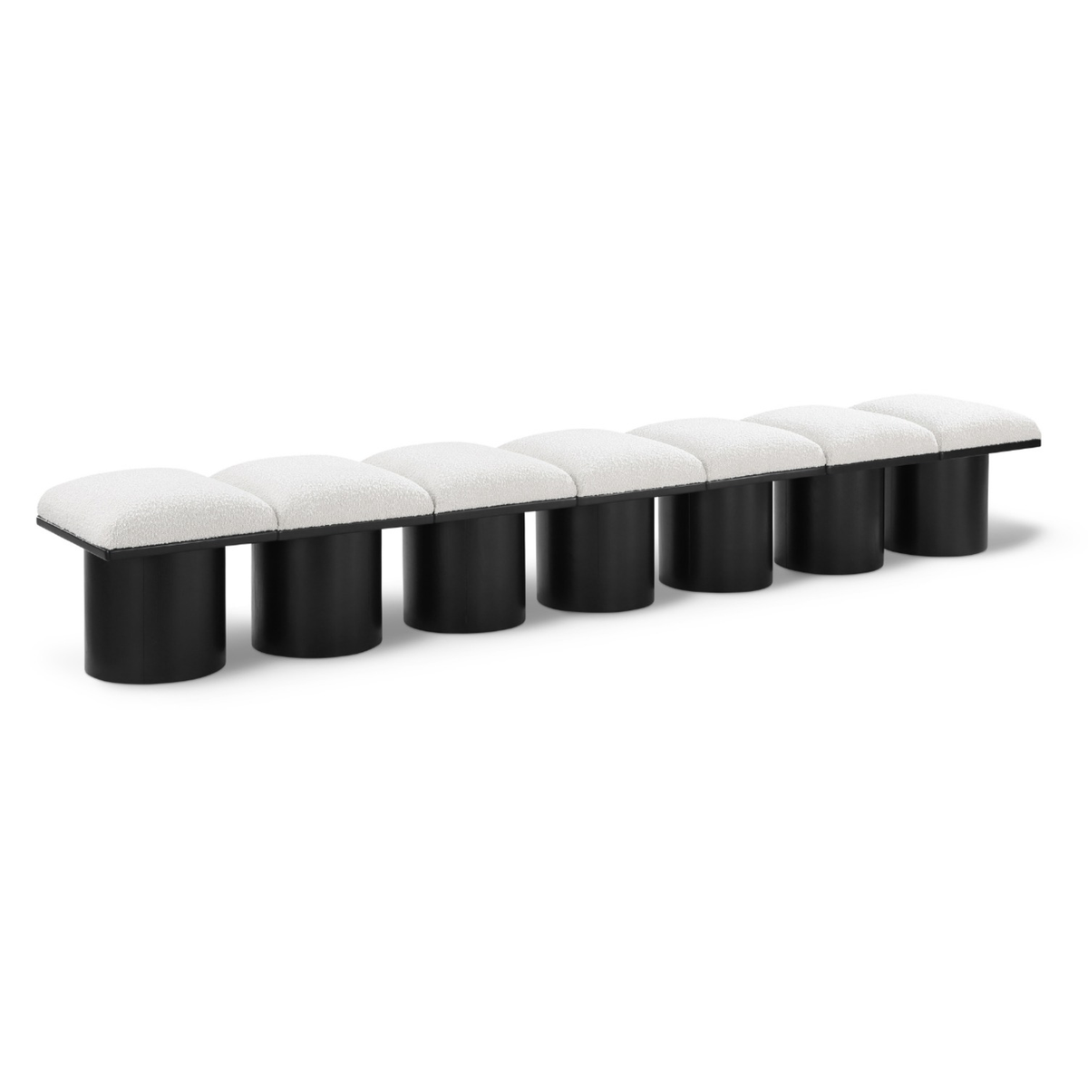 Pavilion Cream Boucle Fabric Upholstered 7 Piece Modular Bench