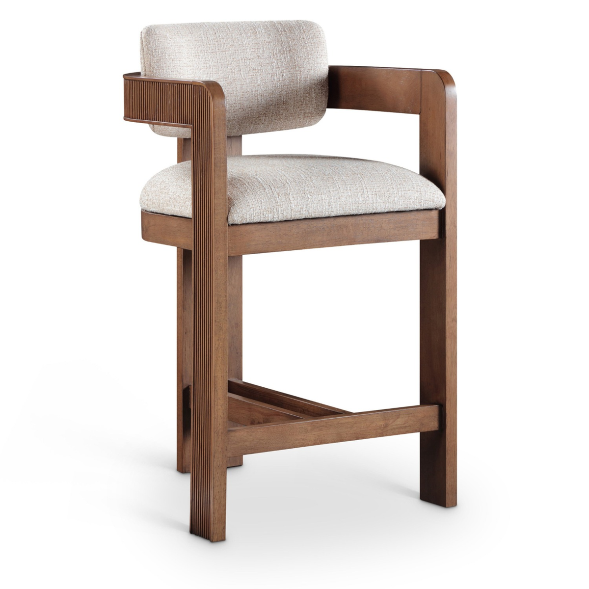 Sacha Beige Linen Textured Fabric Upholstered Counter Stool Set of 2