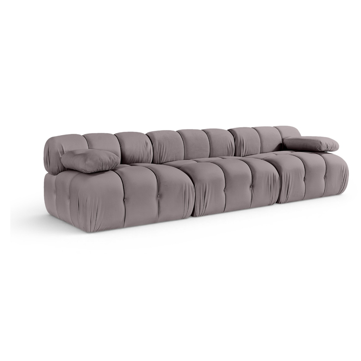 Orin Taupe Velvet Performance Fabric Upholstered 3 Piece Modular Sofa