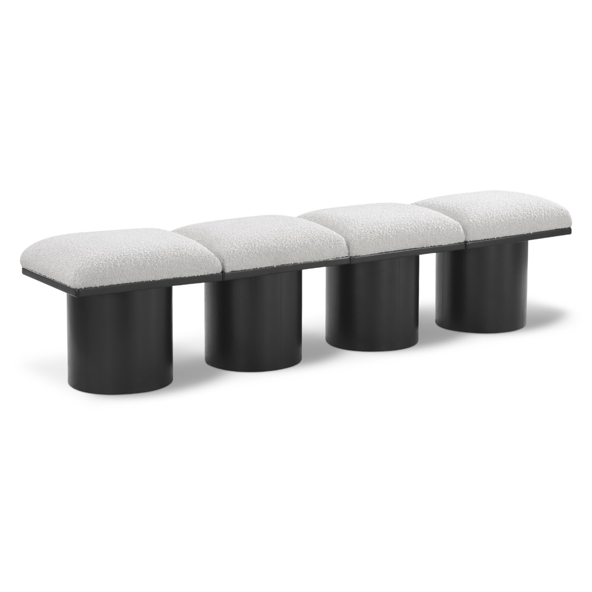 Pavilion Cream Boucle Fabric Upholstered 4 Piece Modular Bench