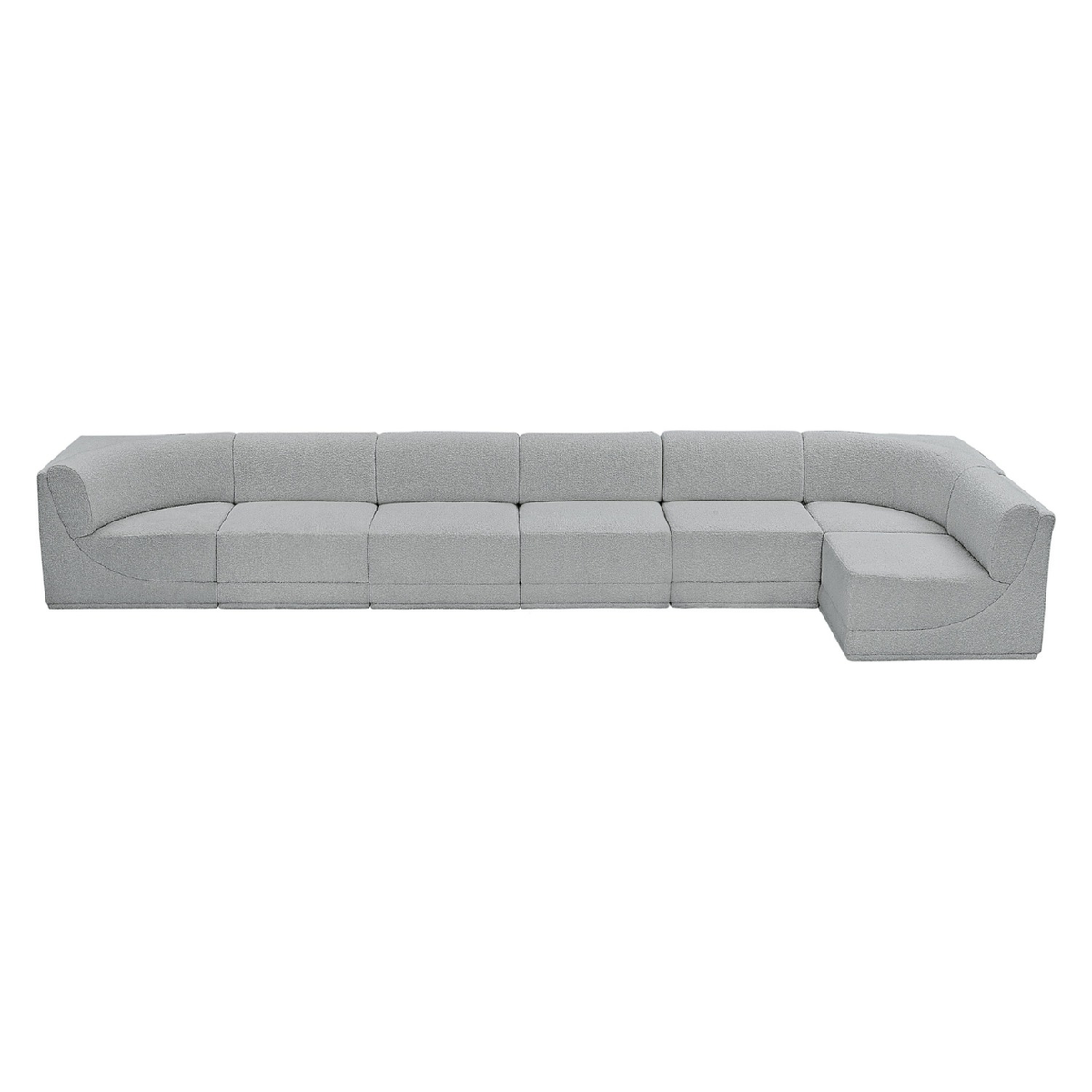 Ollie 188in Grey Boucle Fabric Upholstered 7 Piece Modular Sectional Sofa