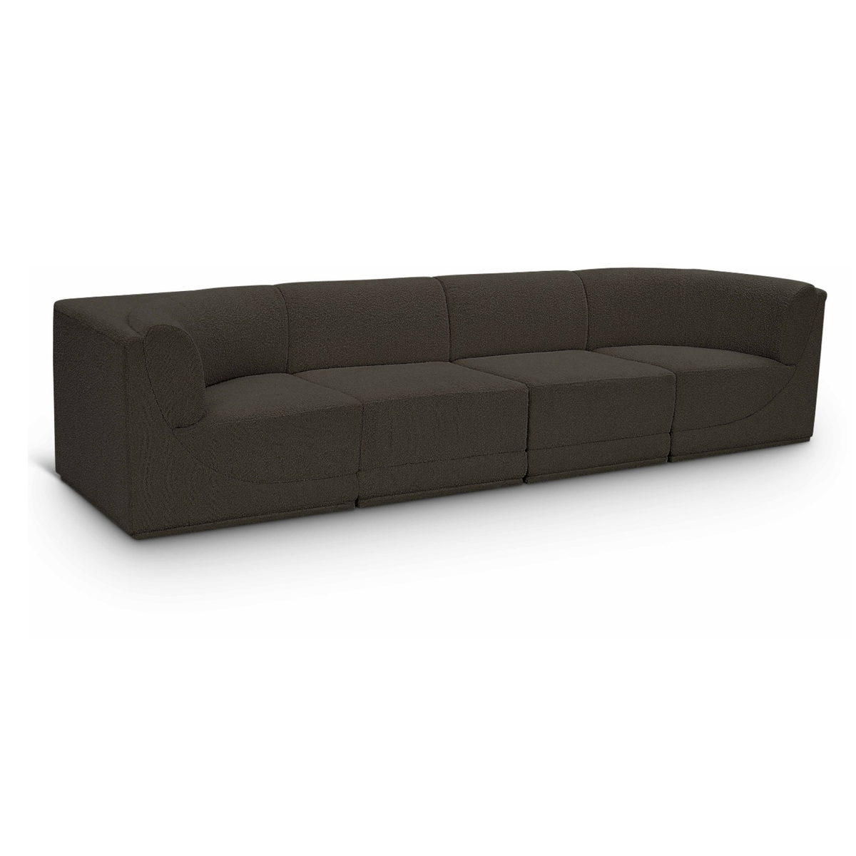 Ollie 128in Brown Boucle Fabric Upholstered 4 Piece Modular Sofa