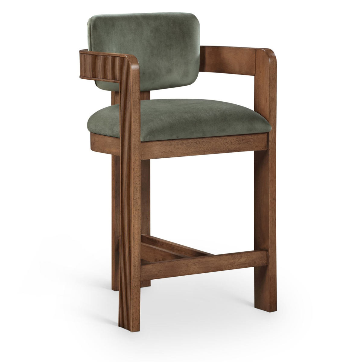 Sacha Green Velvet Upholstered Counter Stool Set of 2