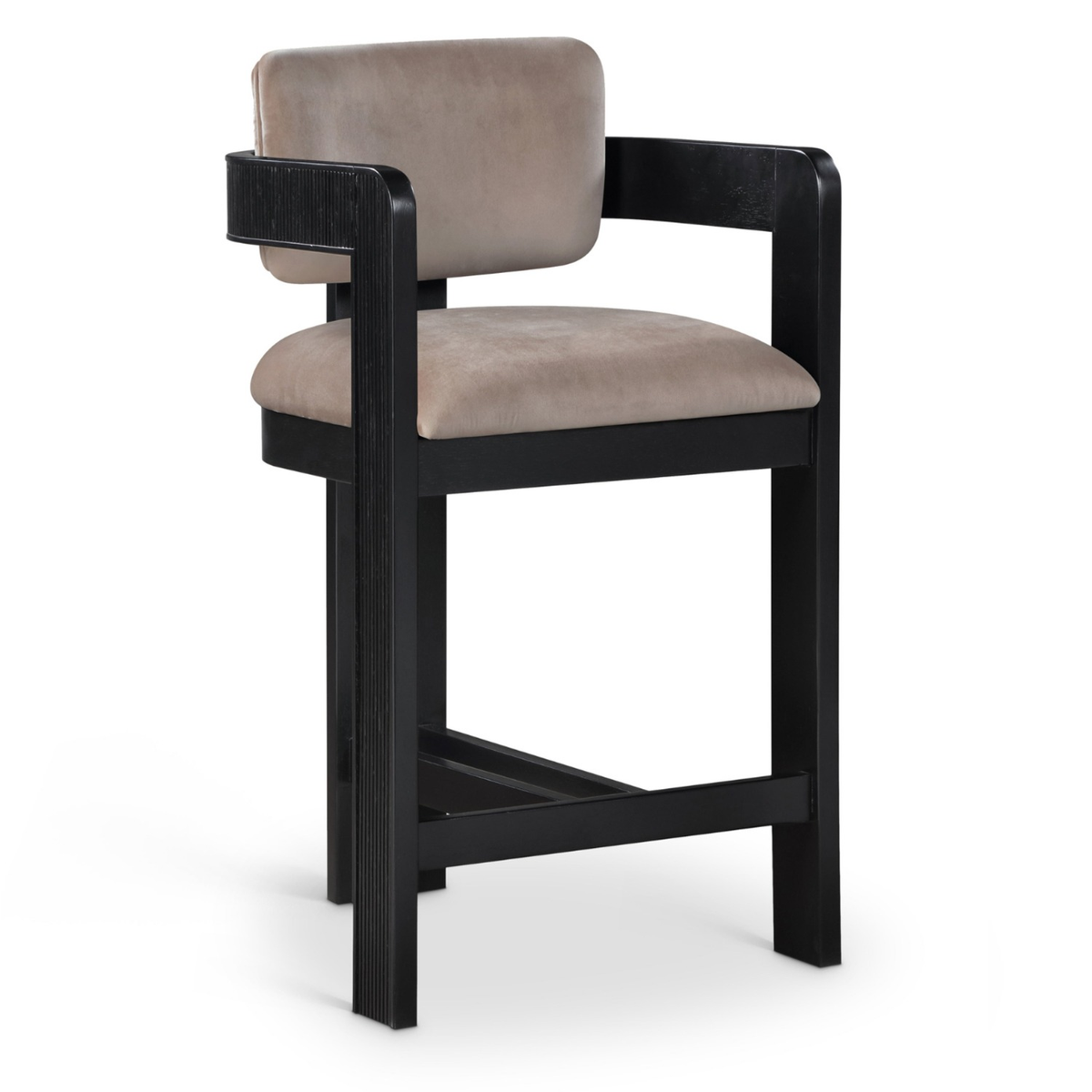 Sacha Taupe Velvet Upholstered Counter Stool Set of 2