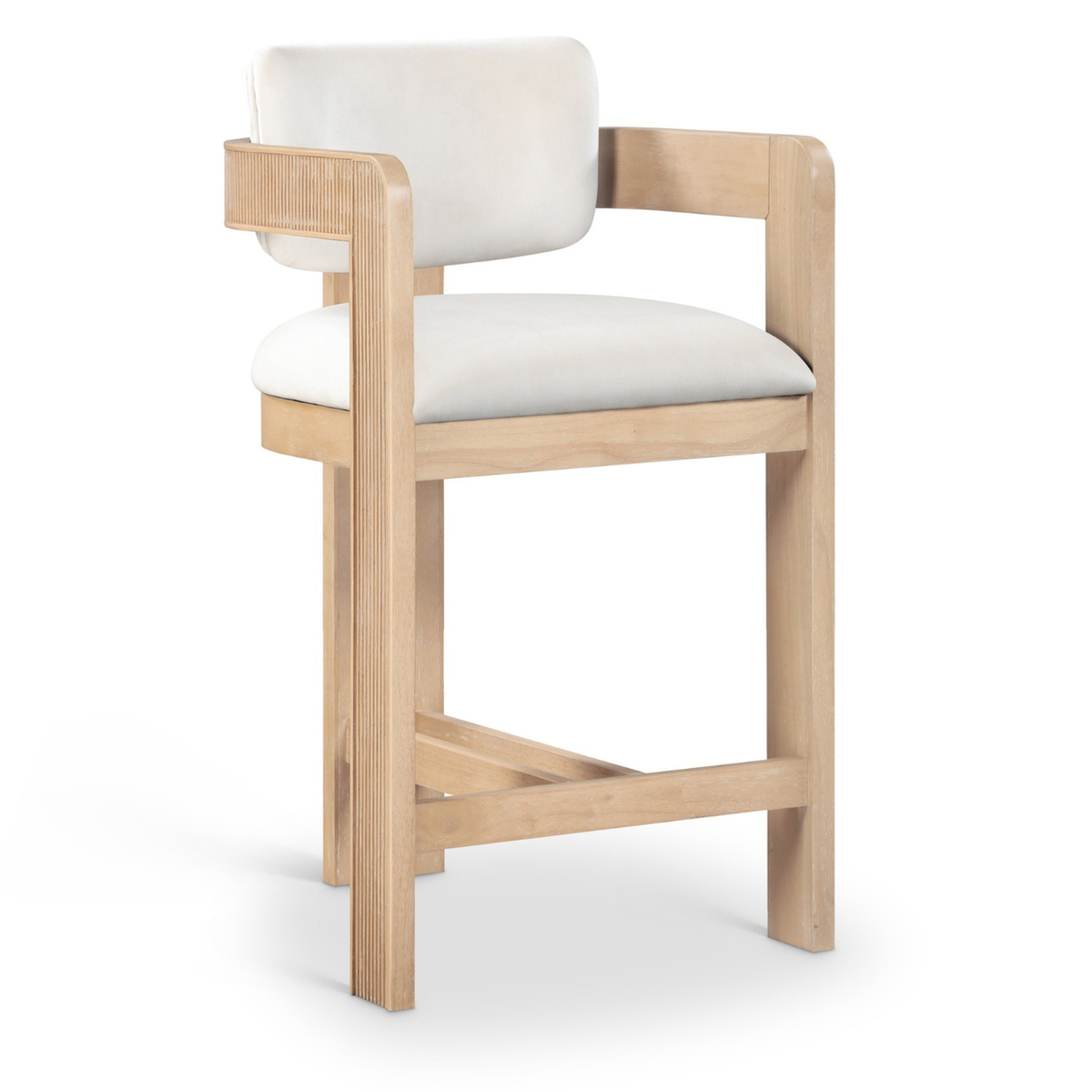 Sacha Cream Velvet Upholstered Counter Stool Set of 2