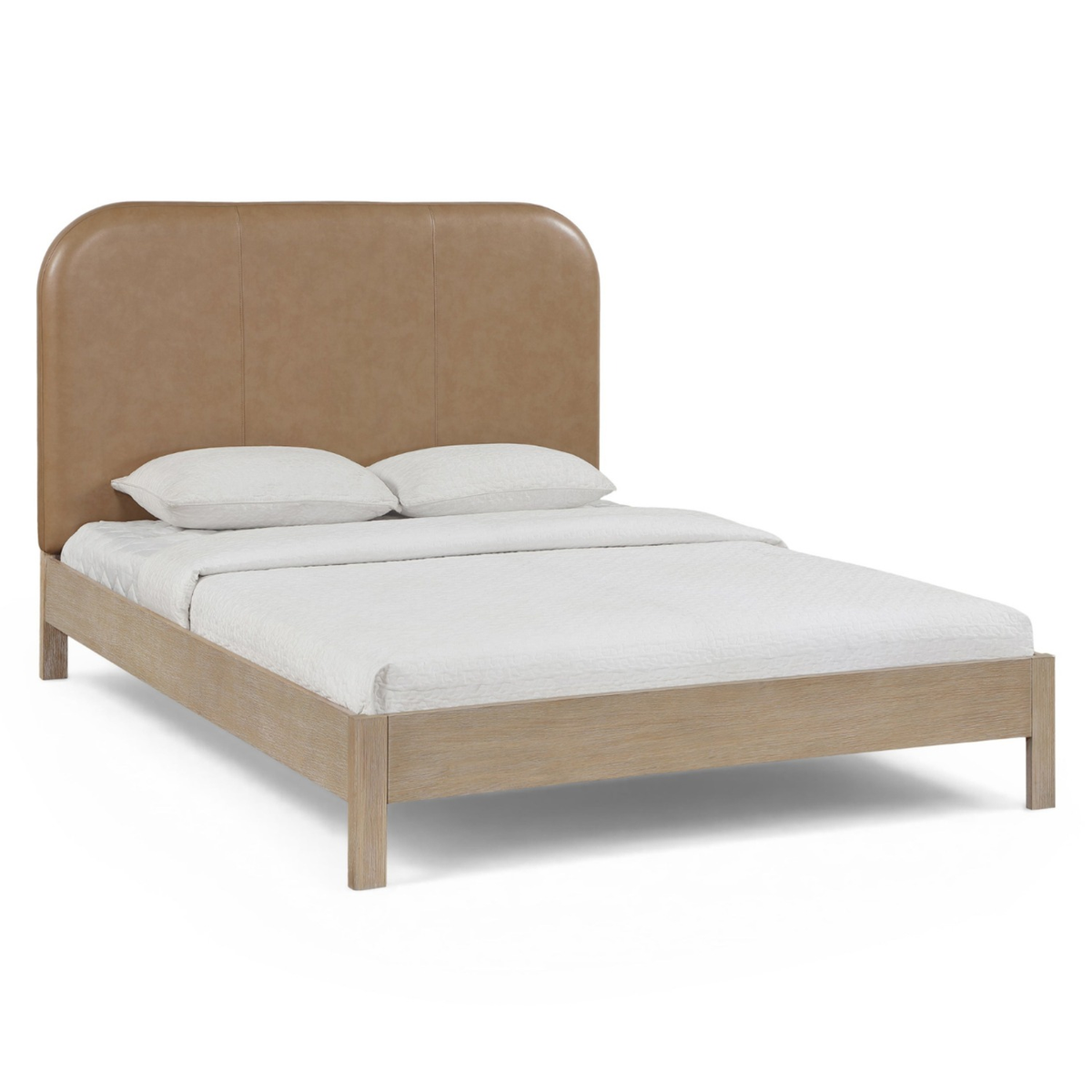 Caswell Natural Vegan Leather Upholstered Bed