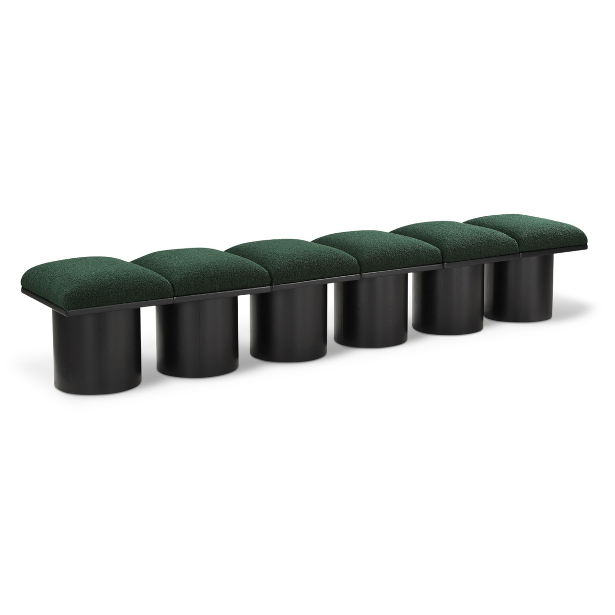 Pavilion Green Boucle Fabric Upholstered 6 Piece Modular Bench