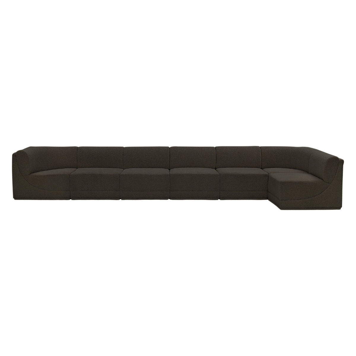 Ollie 188in Brown Boucle Fabric Upholstered 7 Piece Modular Sectional Sofa