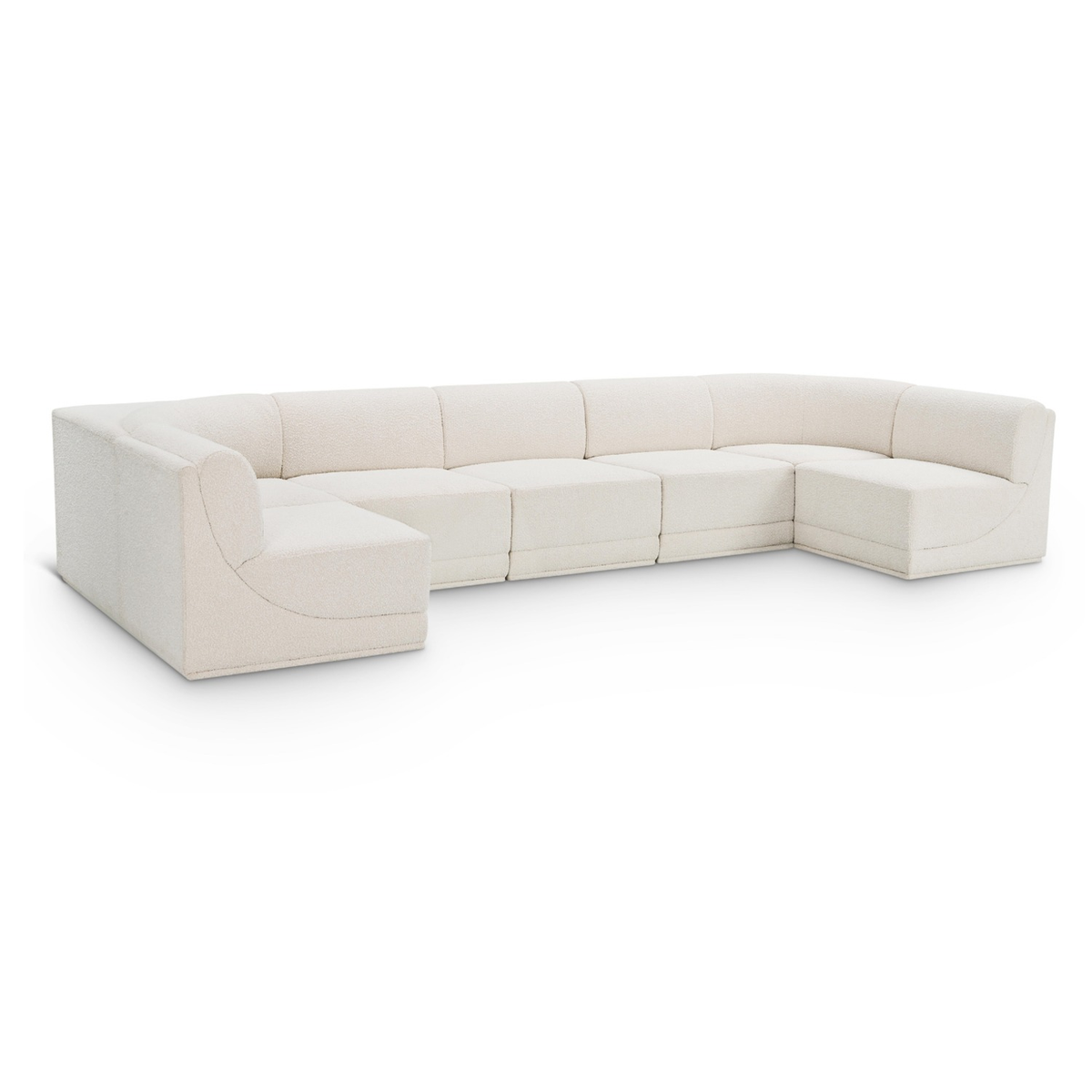 Ollie 158" Cream Boucle Fabric Upholstered 7pc. Modular Sectional, primary product view