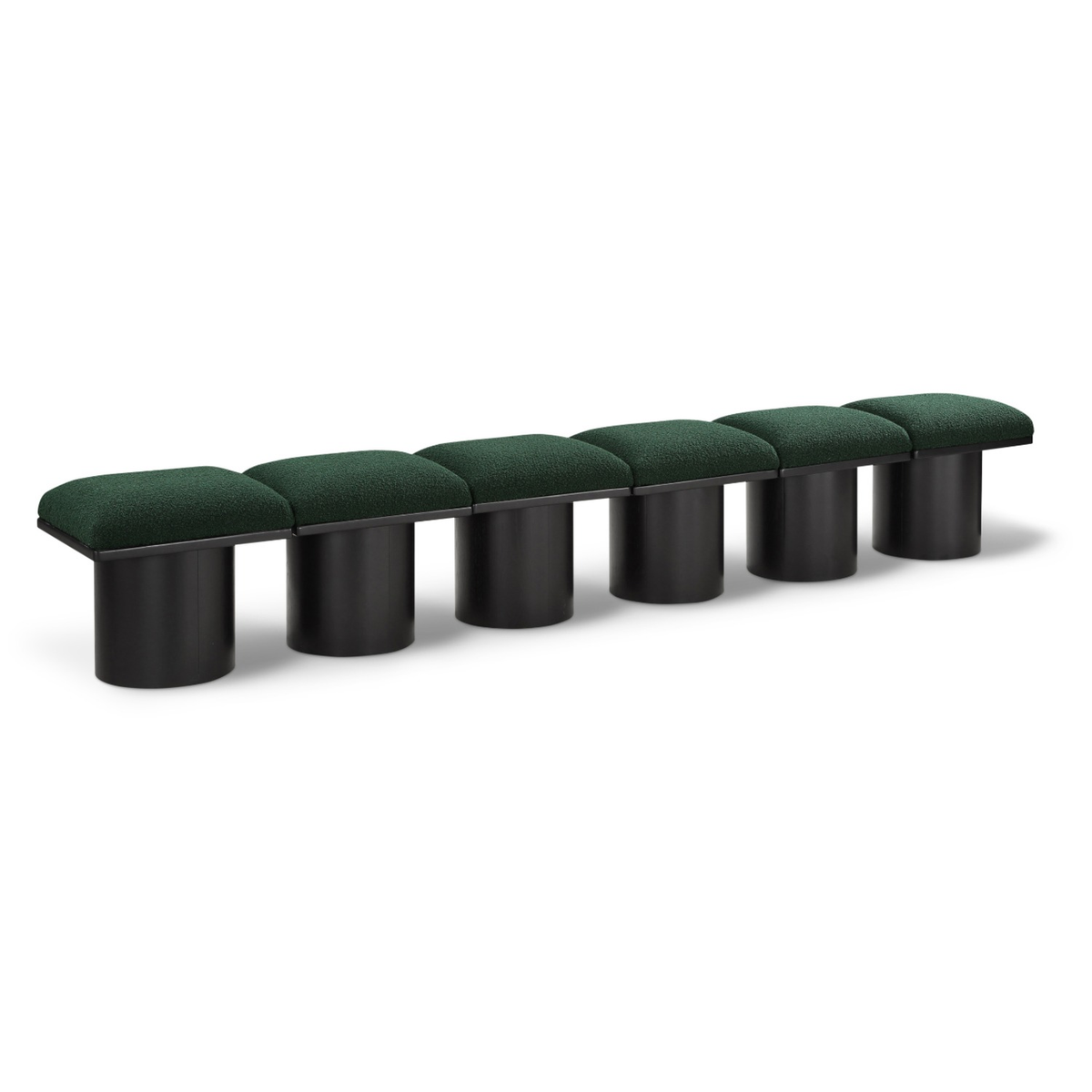 Pavilion Green Boucle Fabric Upholstered 6 Piece Modular Bench