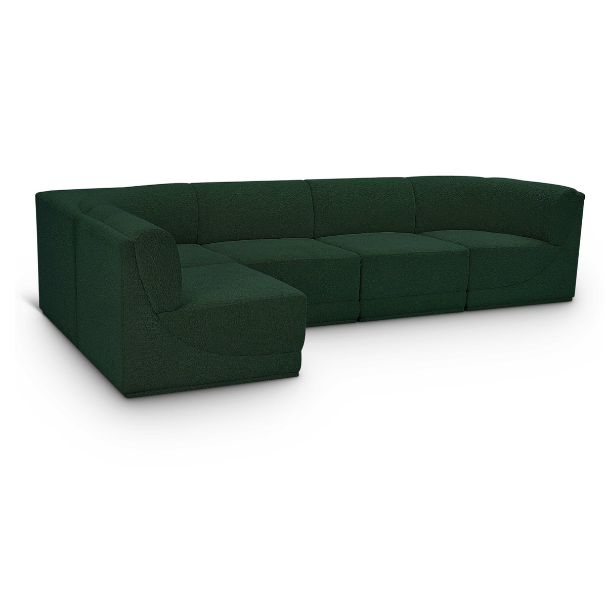 Ollie 128in Green Boucle Fabric Upholstered 5 Piece Modular Sectional Sofa