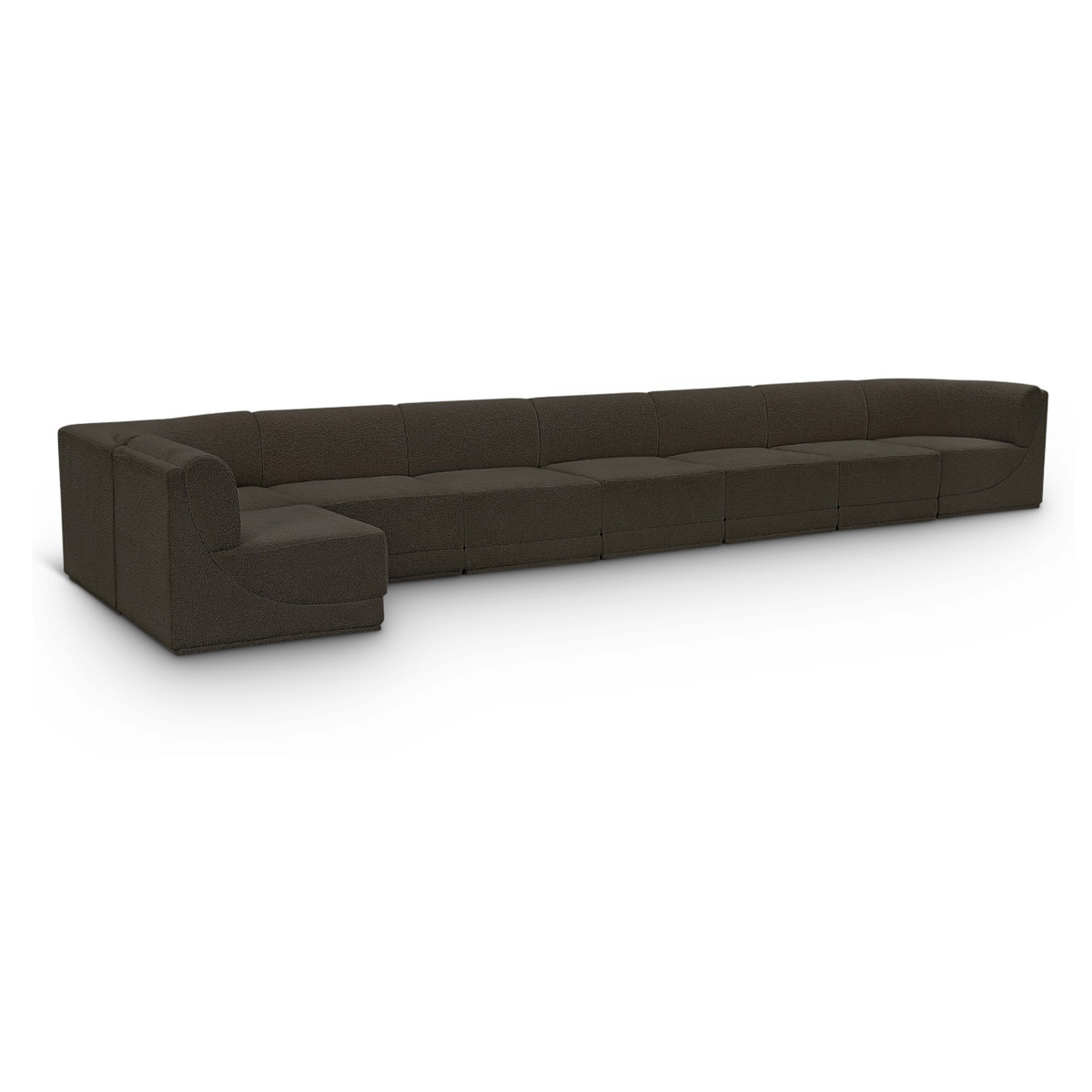 Ollie 218" Brown Boucle Fabric Upholstered 8pc. Modular Sectional, primary product view