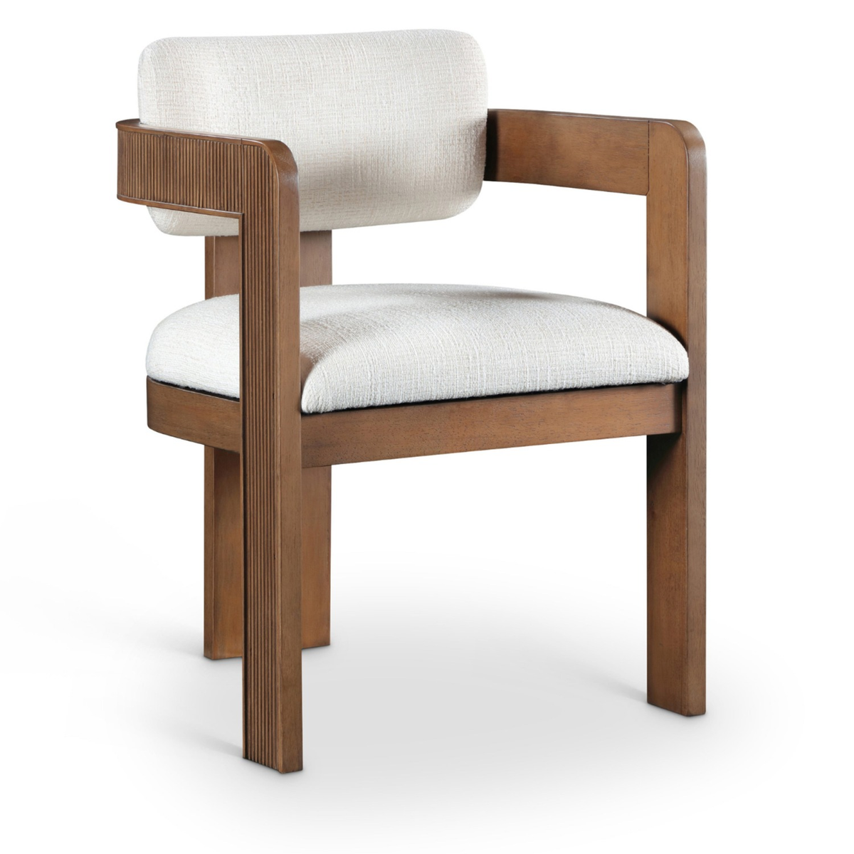 Sacha Cream Linen Textured Fabric Upholstered Dining Chair, Set of 2, primary product view