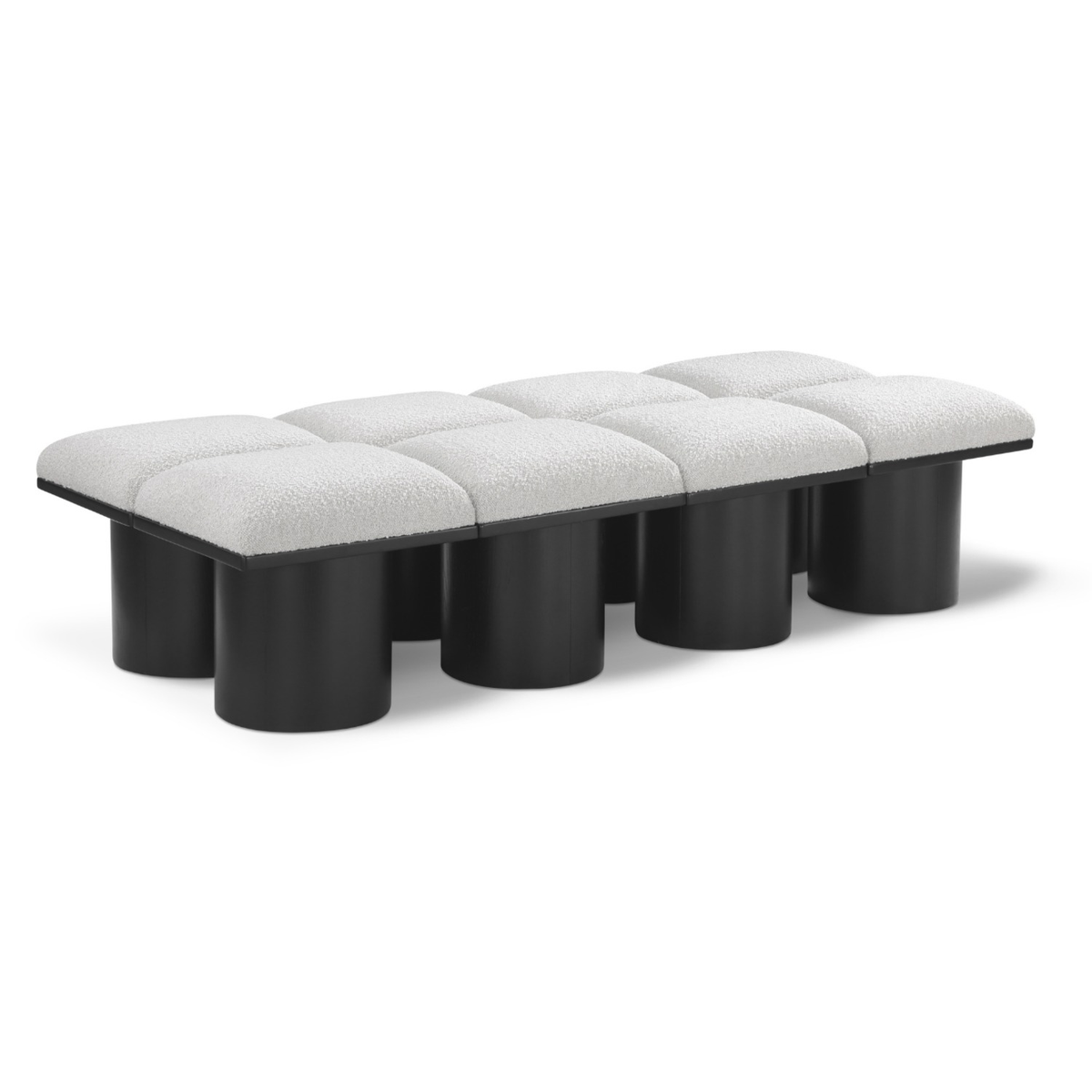 Pavilion Cream Boucle Fabric Upholstered 8 Piece Modular Bench