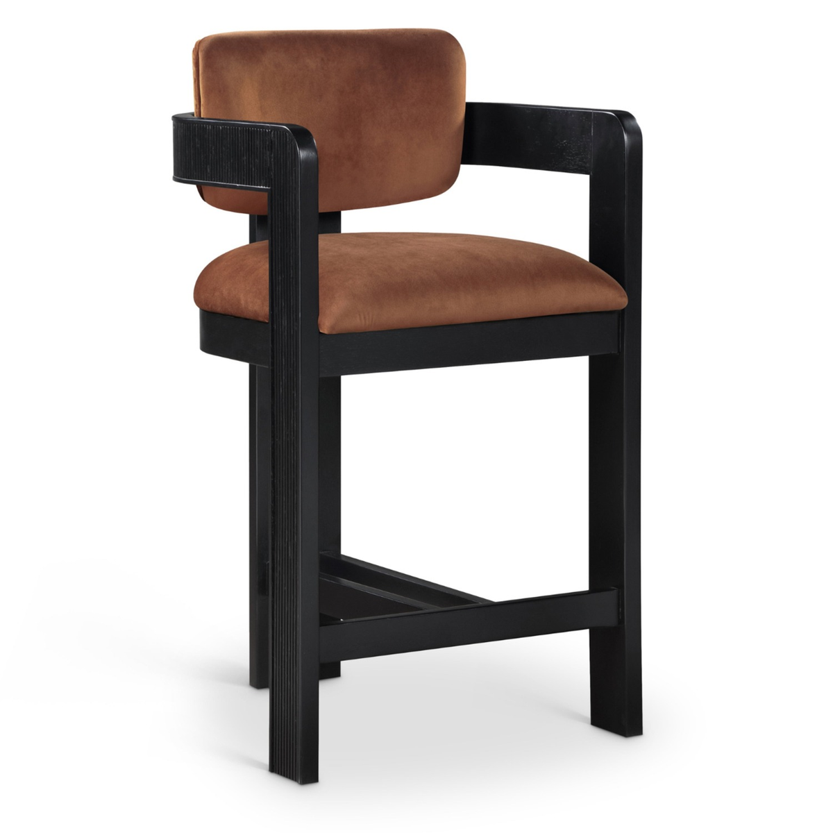 Sacha Cognac Velvet Upholstered Counter Stool Set of 2