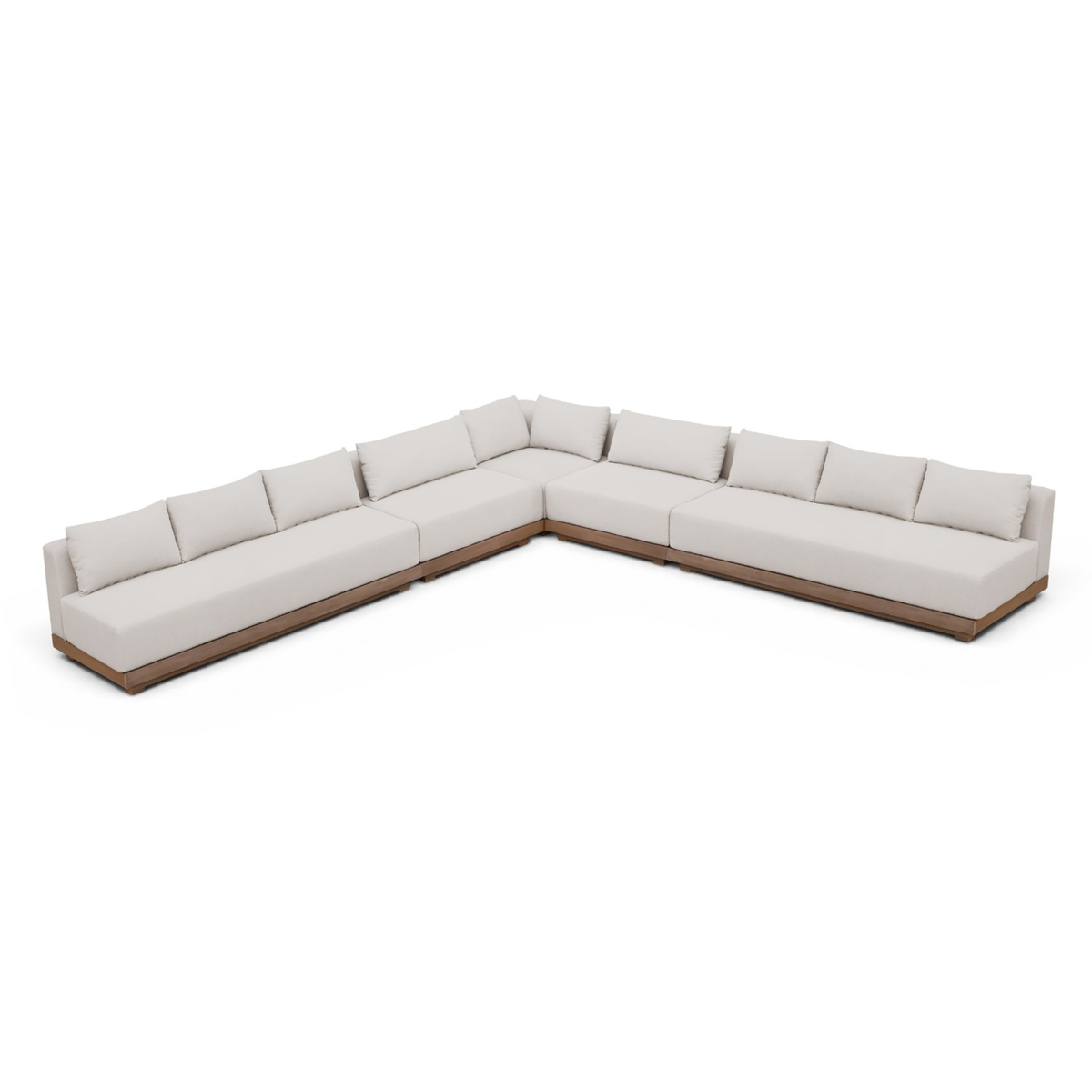 Solace Cream Olefin Performance Fabric 5 Piece Outdoor Patio Modular Sectional Sofa