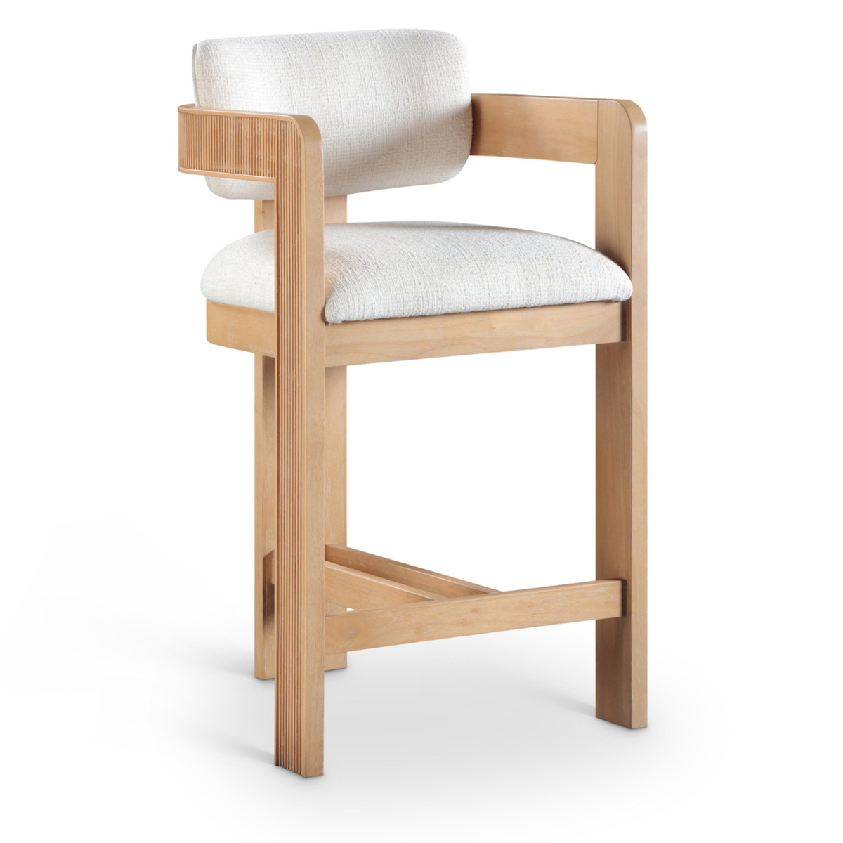 Sacha Cream Linen Textured Fabric Upholstered Counter Stool Set of 2