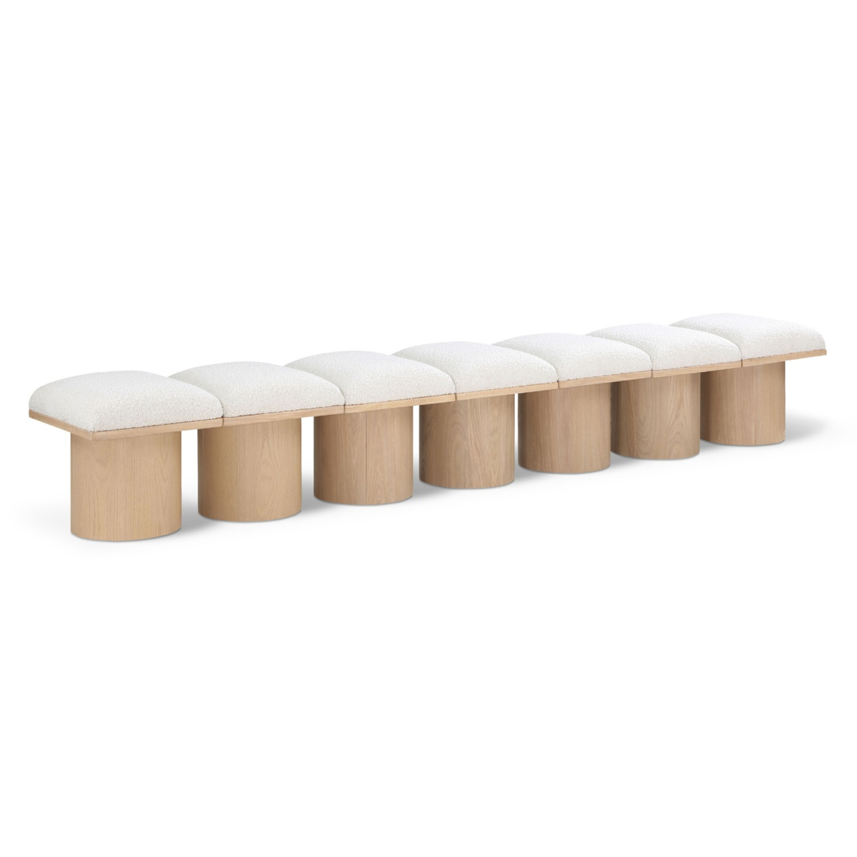 Pavilion Cream Boucle Fabric Upholstered 7 Piece Modular Bench