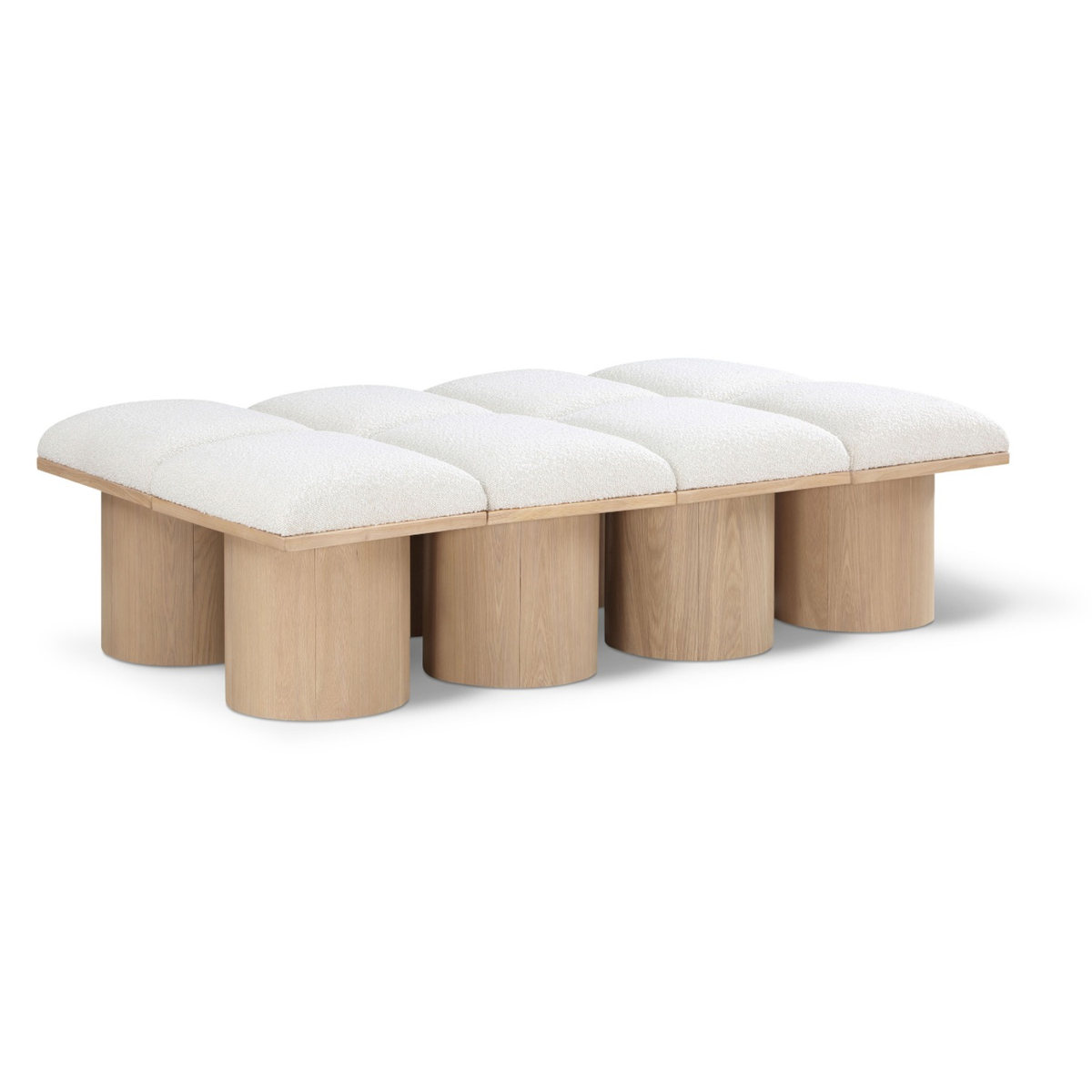 Pavilion Cream Boucle Fabric Upholstered 8 Piece Modular Bench